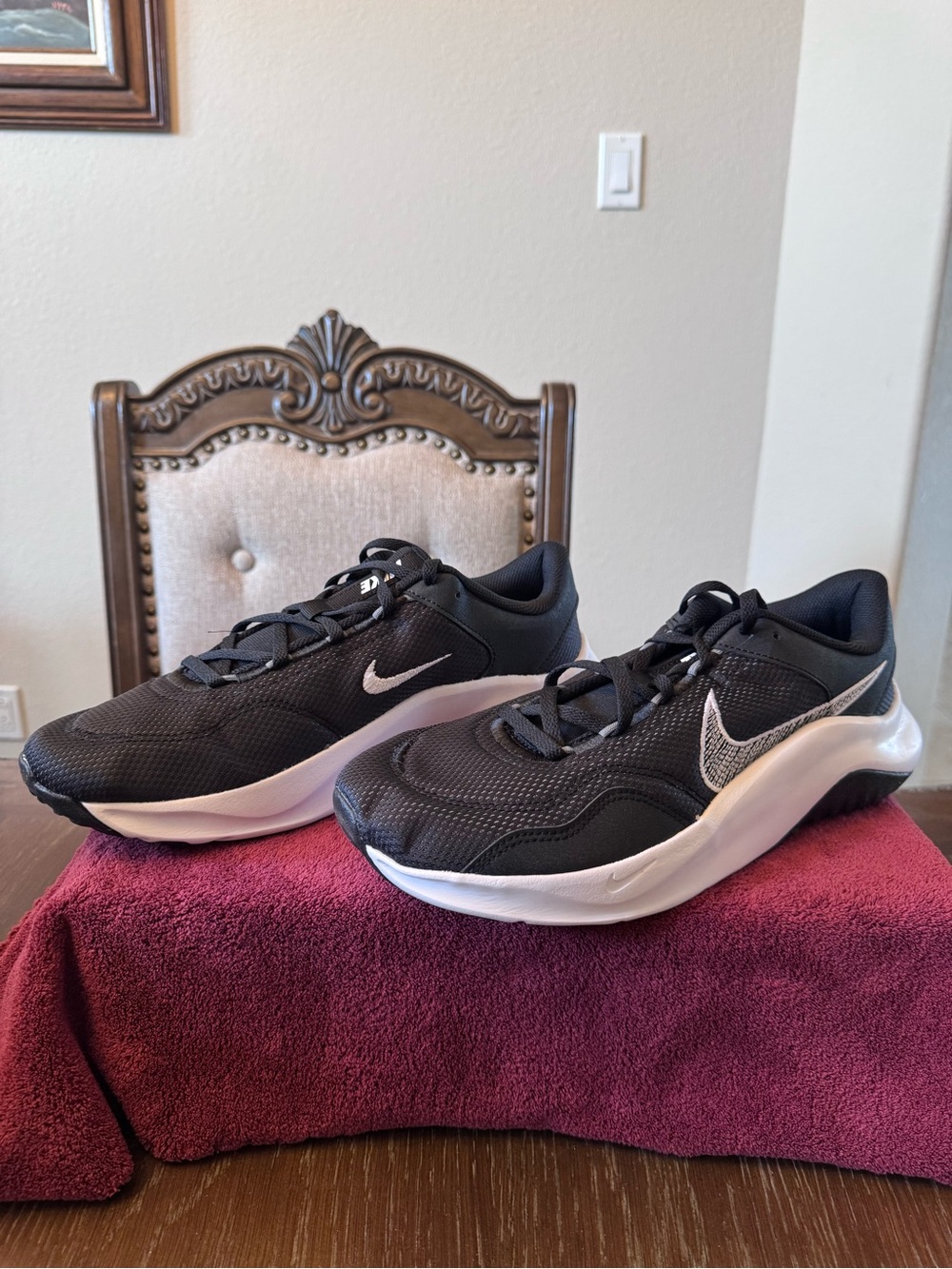11 Men’s Nike Black Running Sneakers with White Swoosh